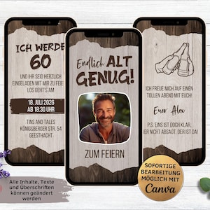 Rustic Birthday Party Invitation | eCard for 18th, 20th, 30th, 40th, 50th, 60th | Animated Digital Wooden Birthday Invitation with Photo