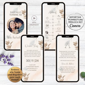 eCard invitation de mariage numérique automne hiver feuilles vidéo pour Whatsapp, invitation animée personnalisable à enregistrer avec photo