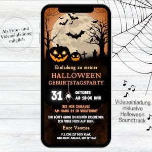eCARD ハロウィーン パーティーの招待状 カボチャのコウモリ |デジタル Whatsapp ハロウィン招待状 |アニメーションの誕生日招待状ハロウィーンのお祝い