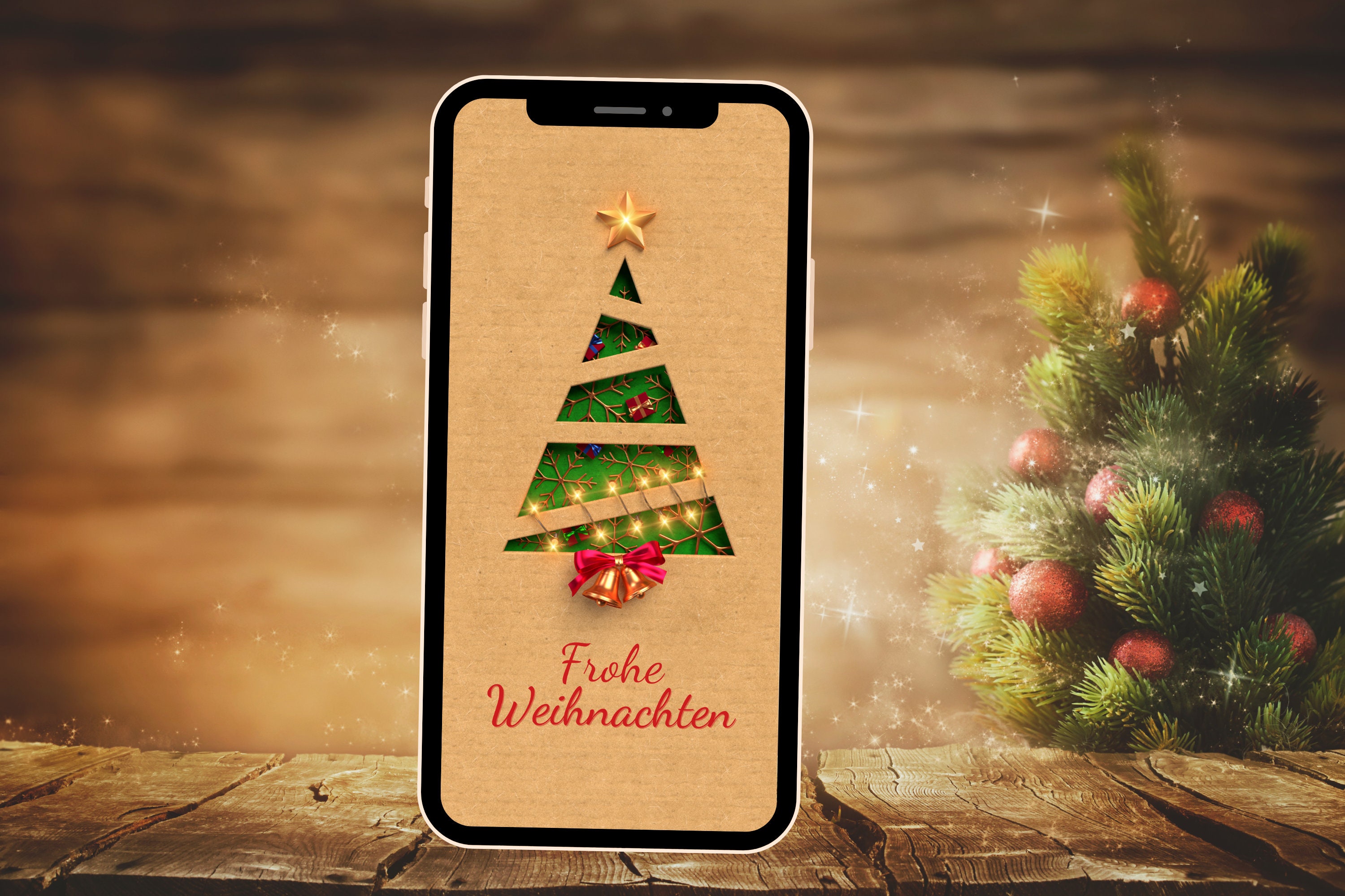 Digitale Weihnachtsgruß Karte Tannenbaum eCard Weihnachtsgrüße zum