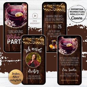 eCard invito a una festa con vin brulè rustico | biglietto d'invito digitale per la celebrazione del vin brulè WhatsApp | biglietto animato per feste con vin brulè personalizzabile