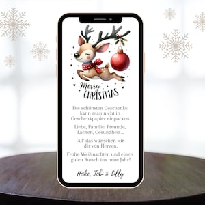 digitale personalisierte Weihnachtskarte Rentier Christbaumkugel | Merry Christmas eCard Weihnachtsgruß zum Versenden per WhatsApp