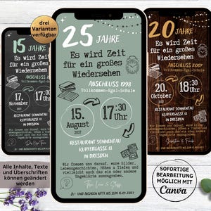 Digitale Einladung zum Klassentreffen | Abschluss Jahrgang Wiedersehen | Abschlussklasse Save the Date Jubiläum Einladungskarte für Whatsapp
