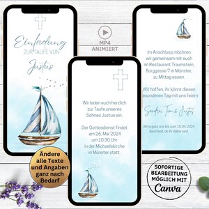 eCard uitnodiging doop | Doopuitnodiging maritieme boot digitaal | Uitnodigingskaart voor de doop te versturen via WhatsApp jongen | schip | Zeilboot