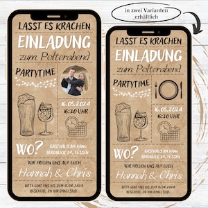 eCard invitation for hen party kraft paper digital for WhatsApp, customizable hen party invitation with photo image 1