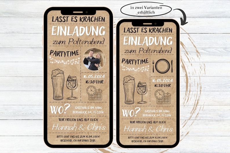 eCard invitation for hen party kraft paper digital for WhatsApp, customizable hen party invitation with photo image 1