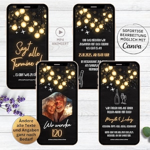 Uitnodiging voor de dubbele verjaardag digitale kerstverlichting met foto | Dubbele feestuitnodiging | twee verjaardagen 80 85 90 95 100 110 120