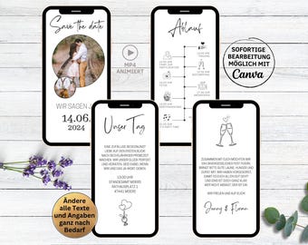 eCard digital wedding invitation video for Whatsapp | animated save the date invitation white with photo | minimalist wedding invitation