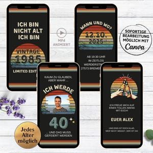 eCARD Geburtstagsparty Einladung RETRO Vintage für 30. 40. 50. 60. Geburtstag | WhatsApp Geburtstagseinladung mit Foto lustig für Mann