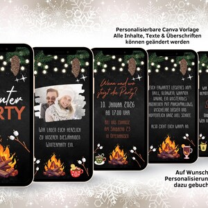 Convite para Festa de Inverno | Modelo Digital Editável no Canva | Noite com Fogueira e Vinho Quente | Convite para Celebração de Inverno | Encontro de Advento imagem 2