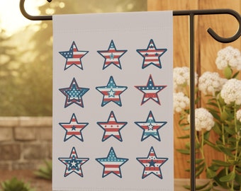 Patriotic Stars Garden Flag, America Red White and Blue Yard Flag, July 4th Home Decor, USA Garden Flag Gift, Summer Housewarming Gift