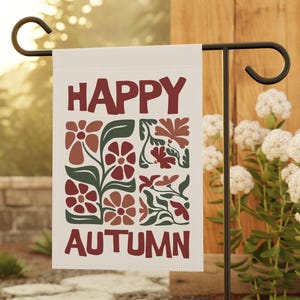 Autumn Garden Flag, Botanical Matisse Flower Yard Decor, Boho Fall House Banner, Gardener Gift, Floral Outdoor Home Decor