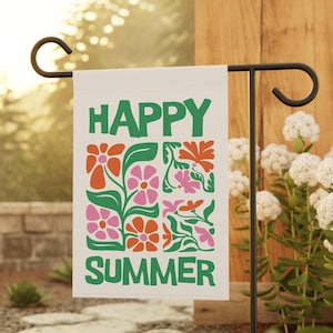Summer Garden Flag, Botanical Matisse Flower Yard Decor, Boho Summer House Banner, Gardener Gift, Floral Outdoor Home Decor