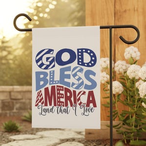 God Bless America Summer Garden Flag, Patriotic Yard Decor, 4th of July House Banner, Outdoor Home Decor Porch Flag