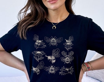 Cute Bee Minimalist Shirt Bee Lover Gift. Cute Bee T-Shirt for Her. Bee Enthusiast Save the Bees Tee. Cute Bee Gift for Best Friend.