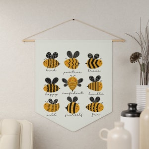 Bee Positivity Wall Decor Bee Lover Gift. Cute Bee Gift for Teacher. Classroom Spread Positivity Wall Pennant. Teacher Appreciation Gift.