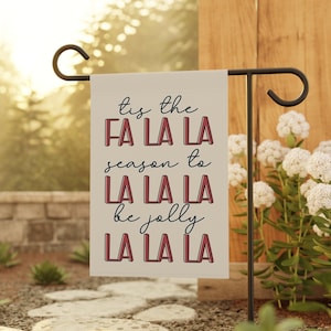 Fa La La Christmas Garden Flag. Tis The Season Holiday House Banner. Christmas Yard Decor. Funny Christmas Flags. Christmas Flag.