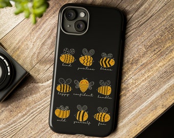 Bee Positivity Phone Case Cover for iPhone. Cute Bee Phone Case. Gift for Bee Lovers. Save the Bees Gift. Bumblebee Gift for Her.