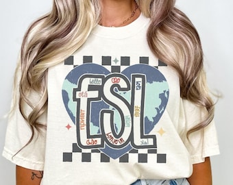 ESL Teacher Shirt. English as a Second Language T-Shirt. Multilingual Linguist Hello Gift.  Teach Multilingual Team Group Tee Shirt.