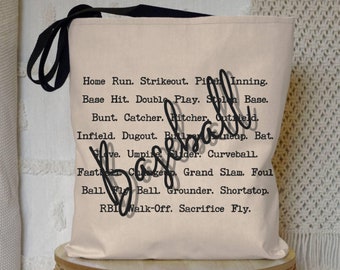Baseball Tote Bag, Great Baseball Mom Gift, Sports Tote Bag, Reusable Tote Bag, Baseball Lover Gift, Game Day Bag, Team Gift, Coach Gift
