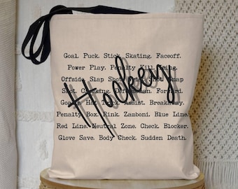 Hockey Tote Bag, Great Hockey Mom Gift, Game Day Sports Tote Bag, Reusable Tote Bag, Hockey Lover Gift, Team Gift, Coach Gift