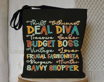 Thrifter Tote Bag, Reusable Bag for Thrifting, Cute Thrift Lover Shoulder Bag Gift, Cute Gift for Thrifty Friend, Thrift Store Shopping Bag