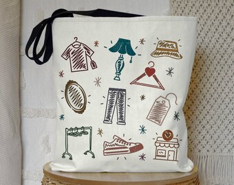 Thrifting Tote Bag, Reusable Bag for Thrifter, Cute Thrift Lover Shoulder Bag Gift, Cute Gift for Thrifty Friend, Thrift Store Shopping Bag