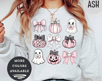 Cute Halloween Ghost Sweatshirt, Coquette Shirt, Pink Spooky Ghost Shirt, Spooky Season Ghost Boo Shirt, Spooky Vibes Shirt, Halloween Gifts