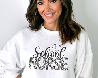 Leopard Nurse Sweatshirt, RN Shirt, Cute Nurse Shirt, Nurse Life Shirt, Nurse Crewneck, Nursing School Sweatshirt, Registered Nurse Shirt