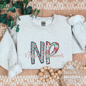 Nurse Practitioner Crewneck Sweatshirt. Floral Polka Dot Pediatric Family Practice NP Shirt. Nurse Graduation Gift for Nurse Practitioner.