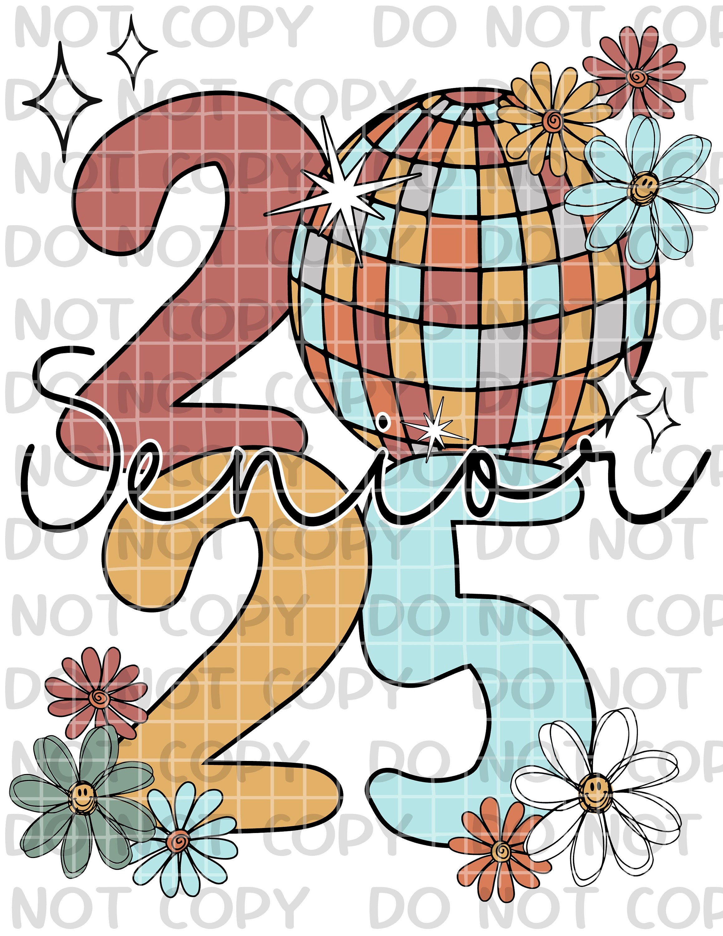 Retro Senior 2025 Hippie Design PNG Etsy