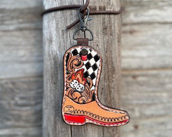 Leather Tooled Boot Keychains