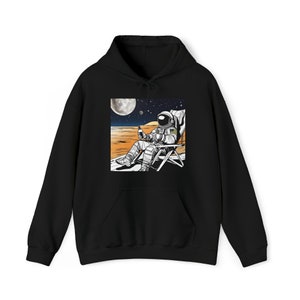 Astronaut Space Graphic Pullover Hoodie, cotton and polyester. Nerdy, funny, Boyfriend gift, Girlfriend Gift, outer space