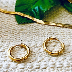 18k Gold Hoop Earrings, Silver Hoop Earrings, Everyday Hoops, 12mm Hoops, Minimalist Hoops, Dainty Hoops, Gift for Her