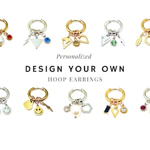 18k Gold Hoops, Design Your Own Hoops, Build Your Own, Dainty Earrings, Minimalist Hoops, Custom Hoops, Gift for Her