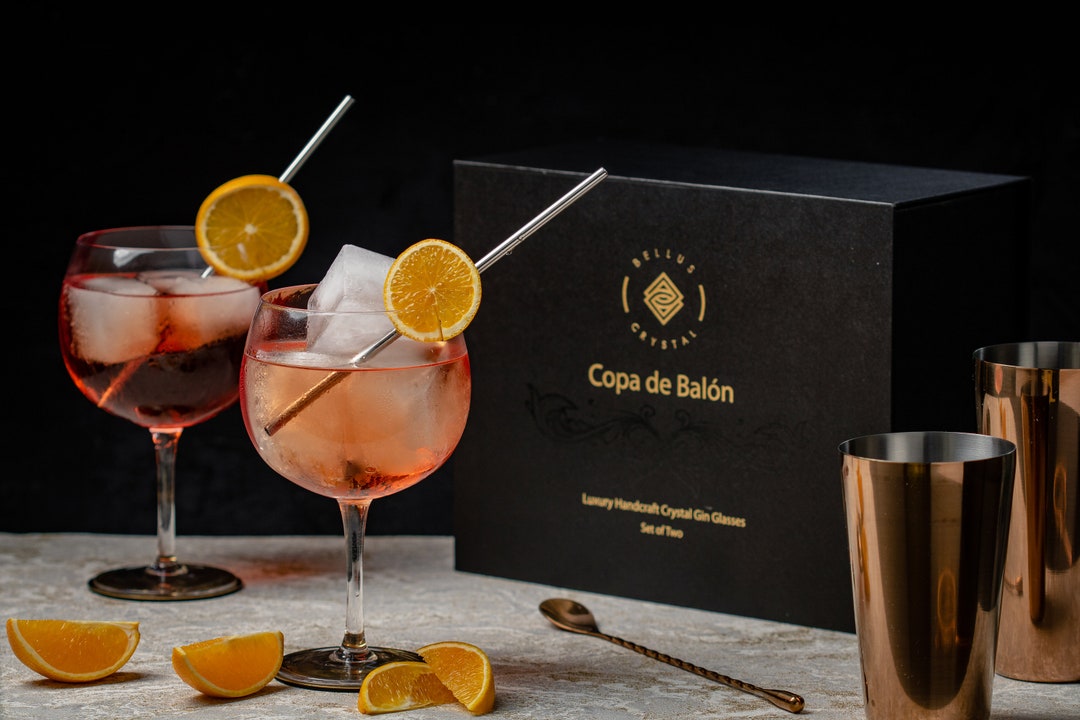 Premium Crystal Gin Glasses Set of 2 Handmade G&T Glasses 700ml Large