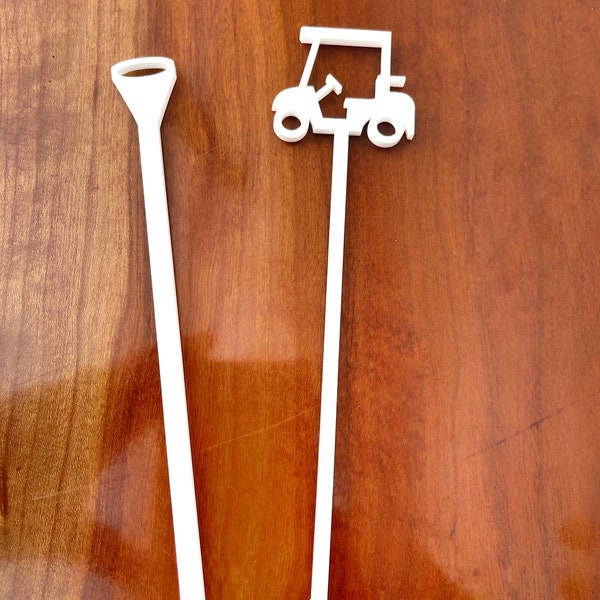 Acrylic Golf Theme Stir Sticks, Golf Partee, Golf Tee Stir Sticks, Golf Cart, Hole in One