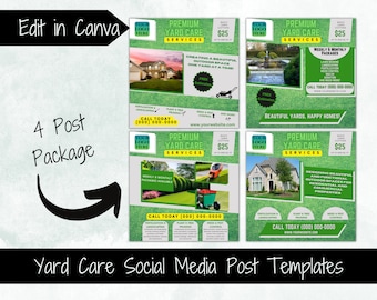Yard Care Social Media Post Templates (Canva Editable Bundle)