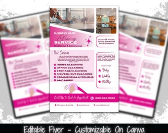 Plantilla de volante de servicio de limpieza, editable e imprimible (Canva)