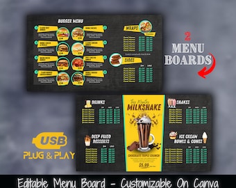 TV Menu Board Templates | Restaurant Digital Menu (Canva)