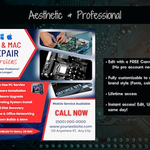 Pc Build Service Flyer PC & Mac Repair Flyer Template, Social Media Design (canva) - Etsy