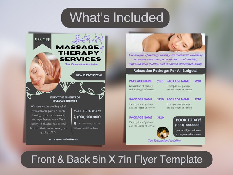 Massage Therapy Printable Flyer Template Editable Massage Therapist ...
