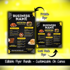Pakiet marketingu żywnościowego Wydrukuj szablony ulotek do mediów społecznościowych Ulotka sprzedaży żywności Ulotka z ofertą specjalną menu żywnościowego Szablon ulotki promocyjnej restauracji