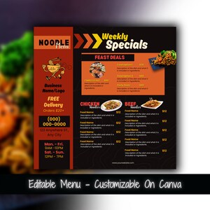 Tygodniowe promocje Menu makaronowe Szablon menu mediów społecznościowych Ulotka z ofertami specjalnymi restauracji Ulotka z ofertami specjalnymi kolacji Ulotka marketingowa z promocją żywności