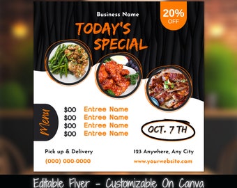 Plantilla de volante de comida especial de hoy / Marketing de restaurantes (descarga digital)