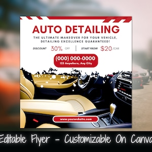 Auto Detailing Social Media Flyer Template Editable Social Media Flyer For Auto Detailing Business Vehicle Detailing Flyer Template DIY
