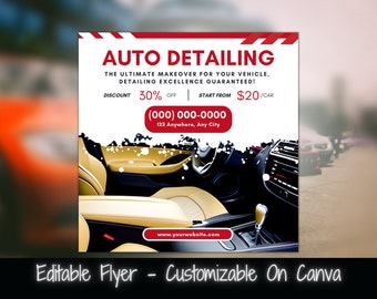 Auto Detailing Flyer Template, Editable Social Media Design (DIY)