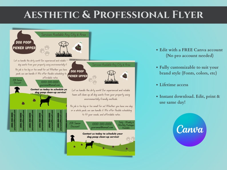 Dog Poop Cleaning Service Premade Dog Poop Scooping Flyer Etsy