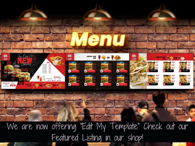 Menu Seeable TV Menu Board Template | Static Food Menu, Horizontal Display (digital ...