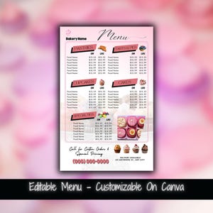 Druckbare Bäckerei Menü Preisliste Vorlage Bearbeitbare Bäckerei Menü Vorlage Bäckerei Menü Flyer Preisliste Für Bäckerei Süßigkeiten Menü